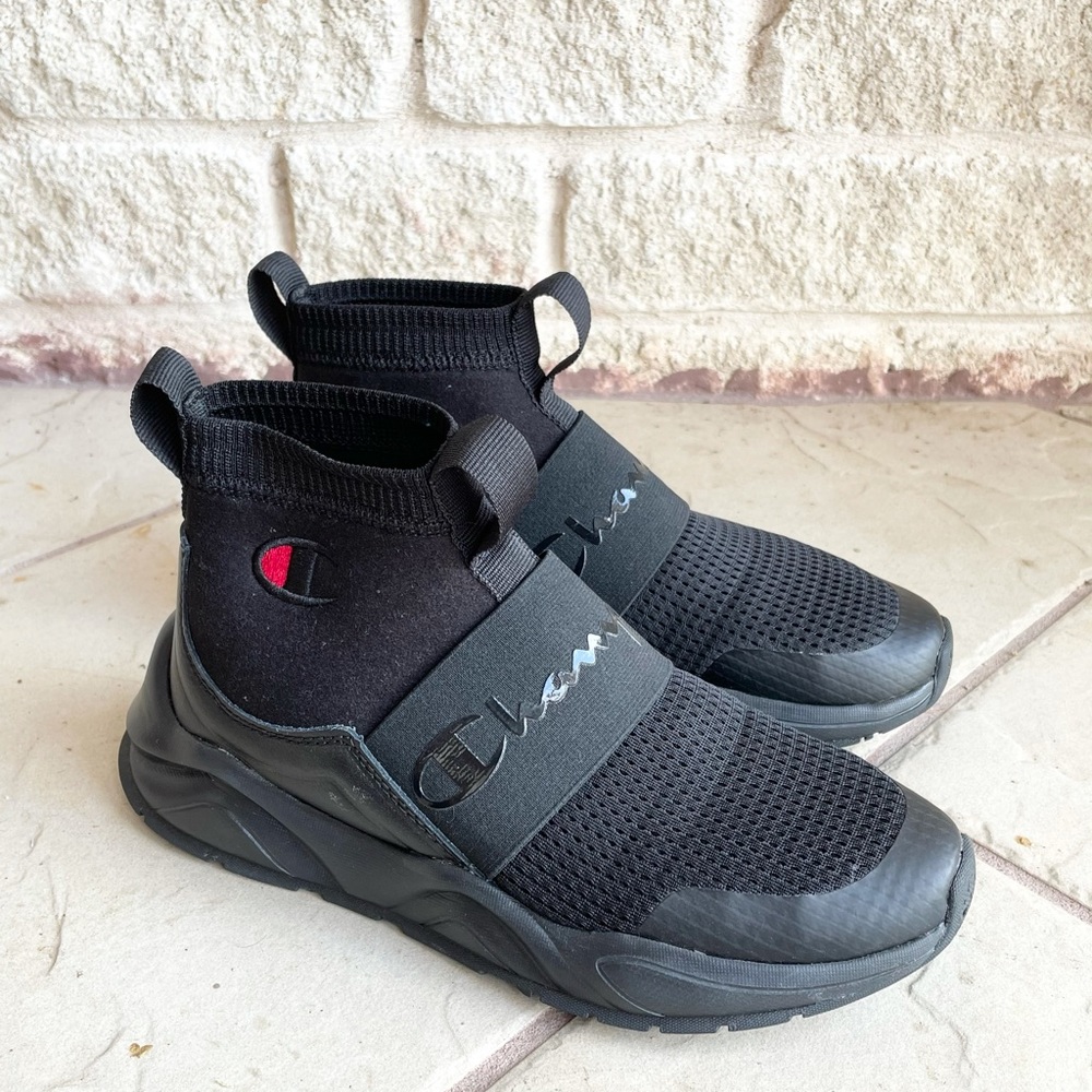 Champion Rally Black Womens Black High Top Shoes